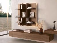 Royal wall panelling with shelves - model F in open-pore oak wood (E33 Tobacco)