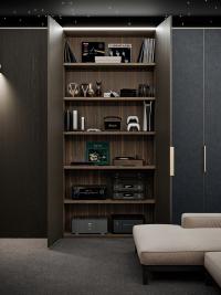 Lounge column cupboard with internal shelves