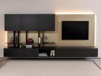 Royal wall system with central base unit featuring an open compartment