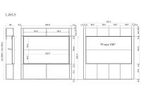 Lounge wall system - Specific measurements for the model with n.4 upper and lower doors: cm 261,5
