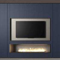 Lounge wall system with TV compartment and water-steam Lounge fireplace