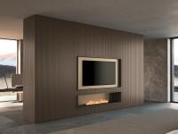 Cappuccino matte lacquered 10:10 work on front panels with champagne metallic lacquered TV compartment
