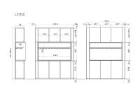 Lounge bar unit for a modern living room - Specific measurements for the version with central cupboard doors: cm 170,5