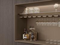Bar compartment with shelf and cup holder with top LED lighting