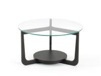 Allen round low coffee table with glass top