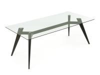 Benjamin table with glass top and solid wood structure