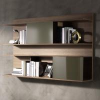 Lyceum wall hung bookcase with sliding doors in painted glass