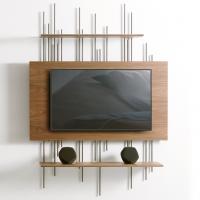 Porta tv Waterfall con due mensole e pannello in legno