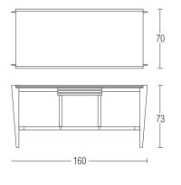 Febe desk with central drawer. Measurements