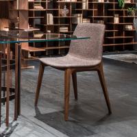 Talin in solid wood with upholstered seat covered in fabric