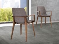 Talin solid wood chair with armrests and fabric cover