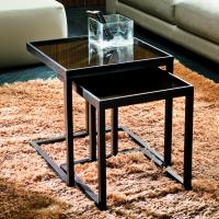 Amos pair of coffee tables with structure in ash solid wood. Available in several finishes