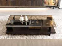 Cerian glass coffee table with functional lower shelf 