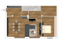 Floor plan with a view of the apartment from above
