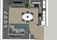 Progetto 3D open space cucina e soggiorno