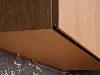 Plan wall unit with flap door, detail of C15 groove in Moka Shine lacquered metal