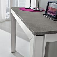 Grey porphyry HPL top and white lacquered wooden structure