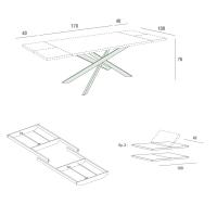 Technical diagrams - Table, extending runners, and extensions