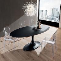 Dudley oval dining table with Ingo Black Fenix laminate top