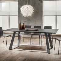Eddard dining table with london grey Fenix laminate top and matching metal legs