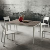 Finnigan table in the fixed model with recatangular top in HPL melamine Botticino 5555