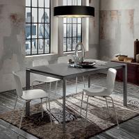 Hermione extending table with top in matt lacquered grey painted glass