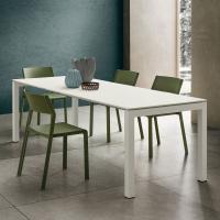 Marcus dining table with Frenix laminate top in KOS WHITE, extending version