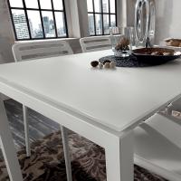 Neville rectangular table with top in matt white lacquered glass