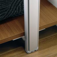 Byron rods stand on the floor and can be slightly adjusted to adapt to possible differences on the floor