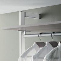 Floor/wall upright and shelf with hanger bar
