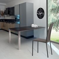 Dant extending kitchen peninsula also available with rectangular top and folding extension leaf
