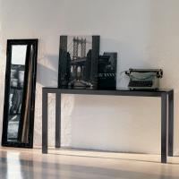 Dern black extending glass console table with glossy or anti-fingerprints top