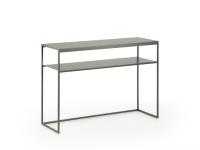 Chelsea console table in charcoal metal curved plate and additional shelf
