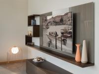 Glass TV panel in back-lacquered glass RAL 7006 Beige Grey colour