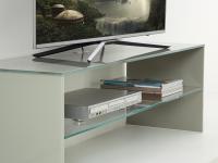Detail of the clear glass set-top box shelf