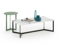 Coloured metal side table Danny with glass and HPL top