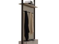 Byron floor-to-ceiling coat rack, where the coat rack matches the frame around the panel and the uprights. This unit also features a practical shelf.