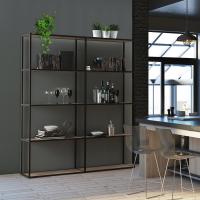 Batuan floor-standing modular metal bookcase with melamine shelves