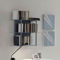 reccia wall modular glass shelves with back panel of height cm h.64
