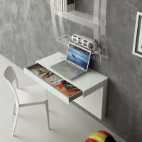Kosmos modern wall desk in the fixed version with pull-out drawer