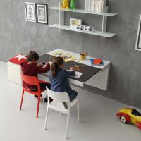 Kosmos modern wall desk in the extending version - detail of the opening mechanism