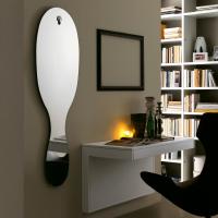 Brush shaped mirror with chrome stud