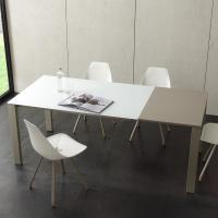 Dede satin glass dining table - detail of the extension leaf