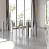 Giove glass table with perimetral legs