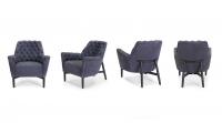 Eve armchair by Borzalino with tufted capitonné upholstery on the backrest and armrests