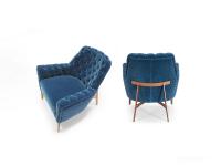 Eve armchair by Borzalino in the tufted capitonné model with metal base