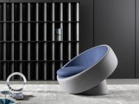 Globalove armchair with cone-shaped base and disc-shaped seat
