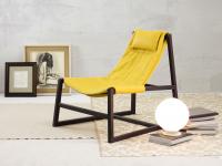 Holly armchair structure in wengè painted ashwood and Mustard yellow leather