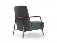 Detail of the tubular metal frame that supports and frames the Maggie armchair
