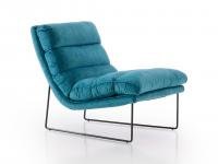 Priscilla upholstered armchair with pouf covered in Vegas 73 Octanium velvet